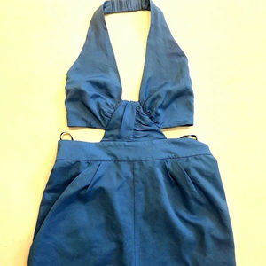 💋 BEBE halter tie open back deep v Romper 10 new RARE 💋